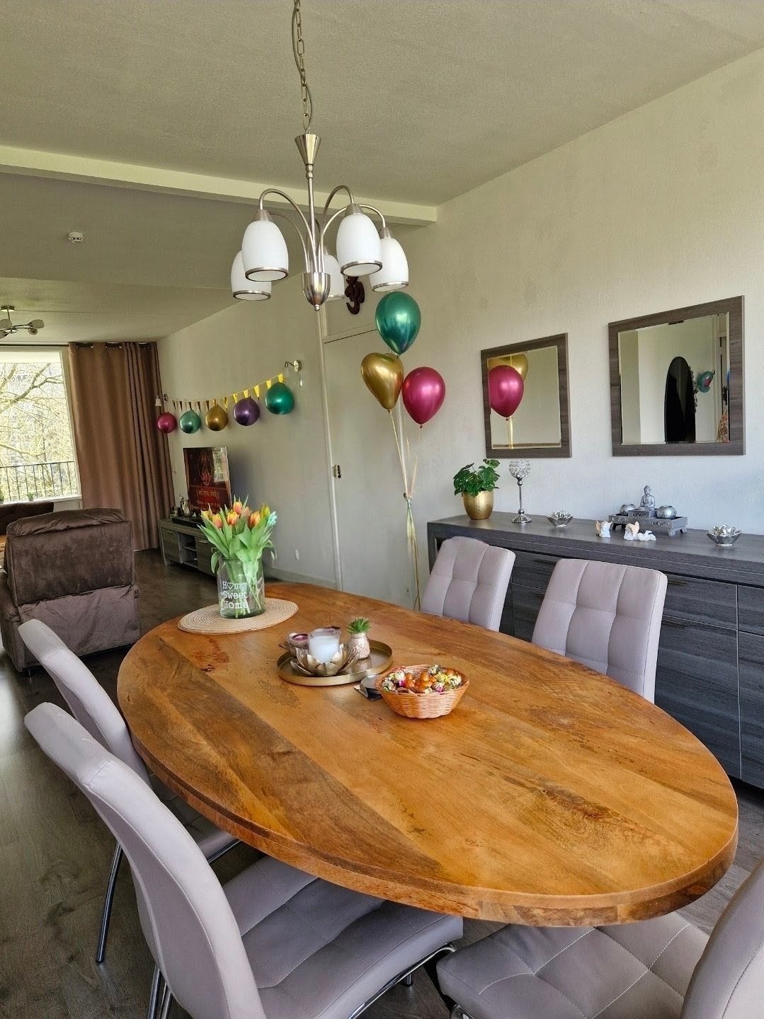 Mooie mango hout eet & salontafel, Ophalen, Overige materialen, 100 tot 150 cm, 150 tot 200 cm