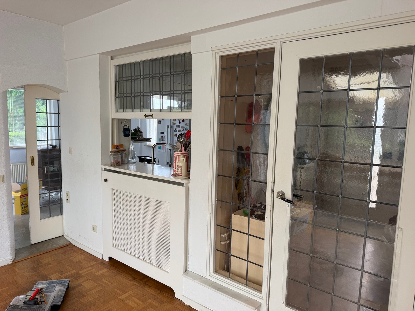 Set deur, schuifdeur, raam, schuifraam met glas in lood, Ophalen, Gebruikt, 80 tot 100 cm, Binnendeur