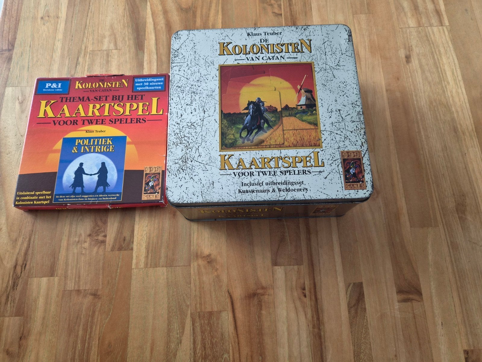 Catan Kaartspel Jubileum Blik met 2 Uitbreidingen, Een of twee spelers, Ophalen of Verzenden, Gebruikt, 999 Games