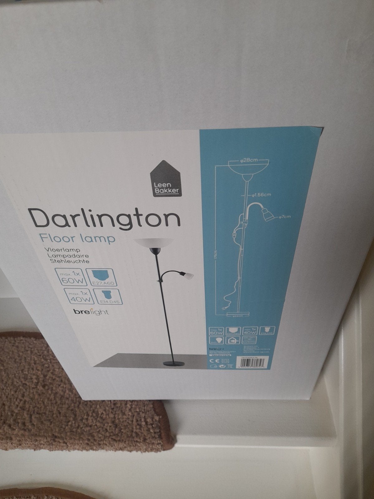 Nieuwe Darlington Vloerlamp van Leen Bakker, Ophalen, Nieuw, E27 (groot), Metaal