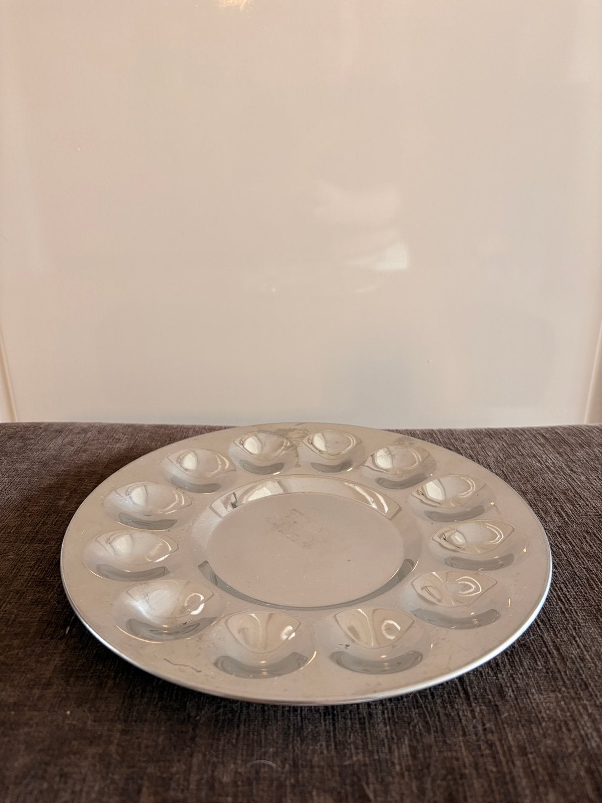 Vintage metalen eierschaal / serveerschaal gevulde eieren, Ophalen of Verzenden
