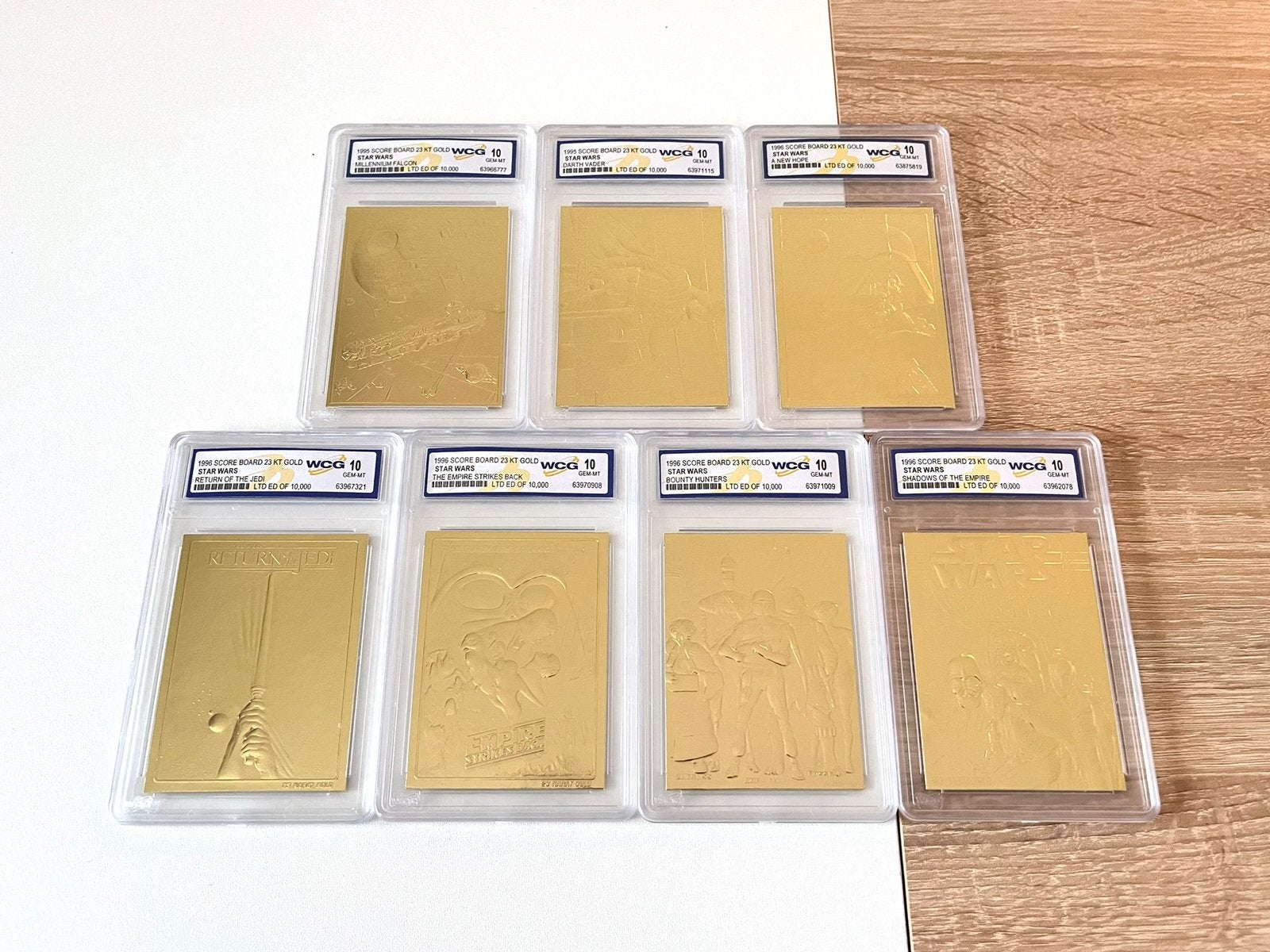 Set van 7 Star Wars 23 karaat gold cards WCG 10 ‘95/‘96, Ophalen of Verzenden, Zo goed als nieuw, Overige typen