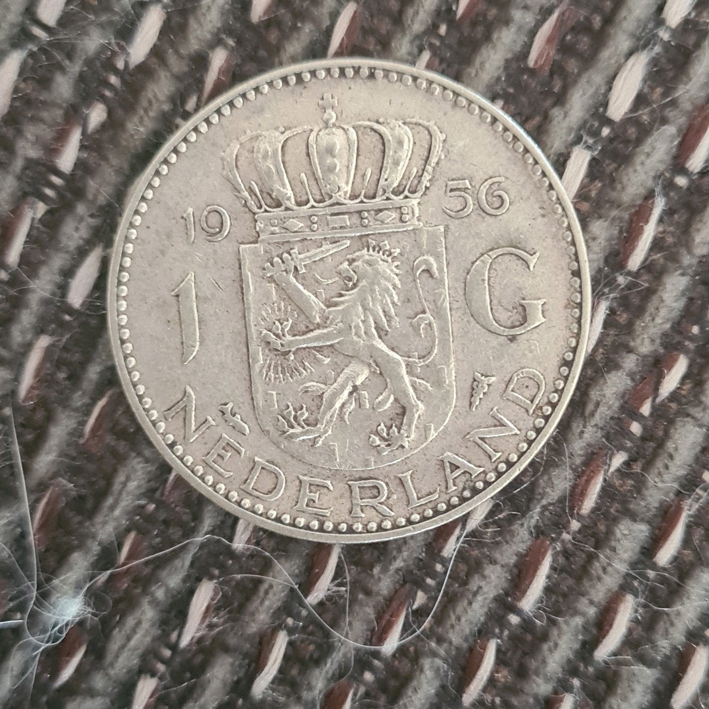zilveren 1 gulden 1956, Postzegels en Munten, Munten | Nederland, 1 gulden, Koningin Juliana, Zilver, Ophalen of Verzenden