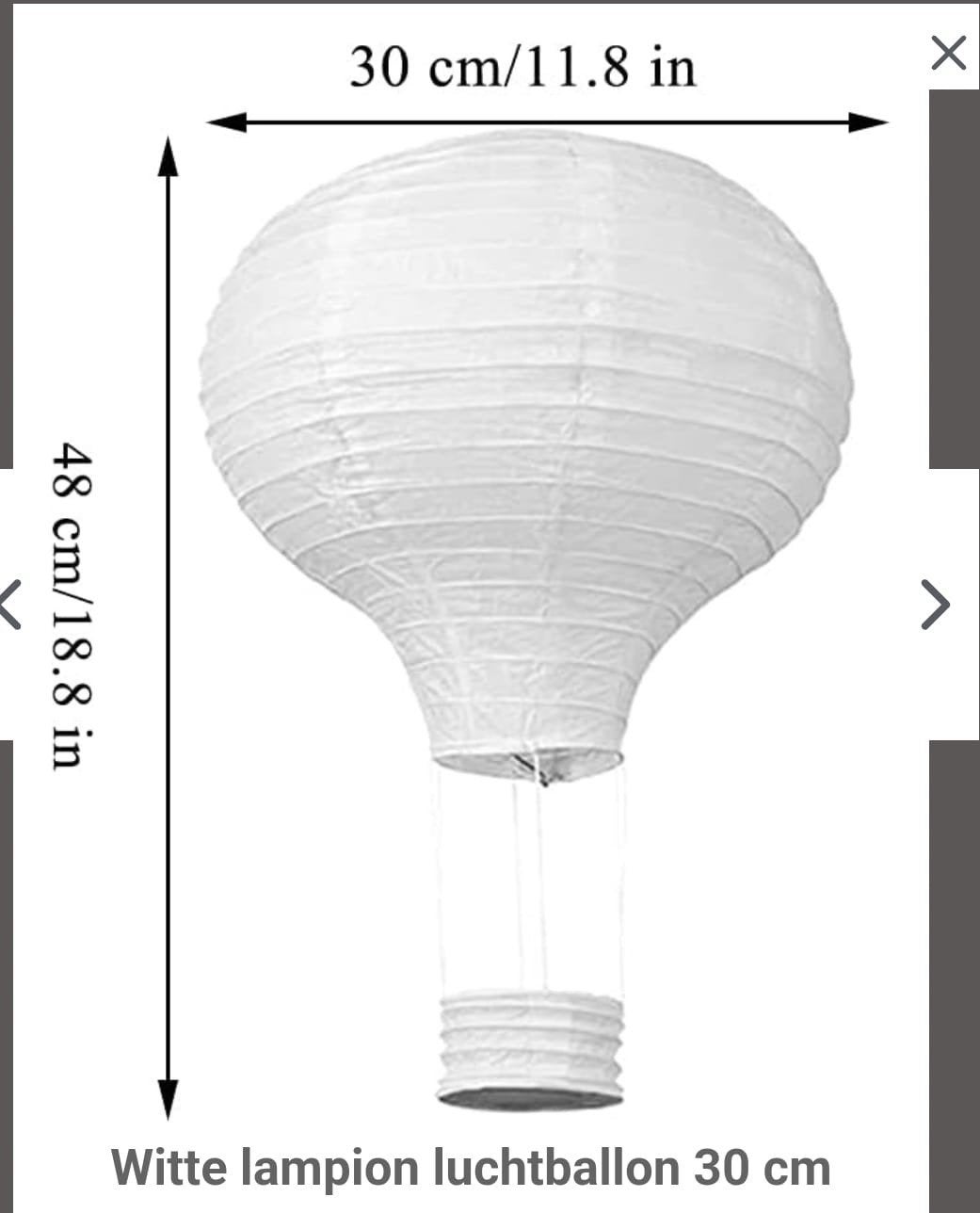Witte lampion luchtballon 30 cm - Feestdecoratie, Hobby en Vrije tijd, Ophalen of Verzenden, Nieuw, Versiering