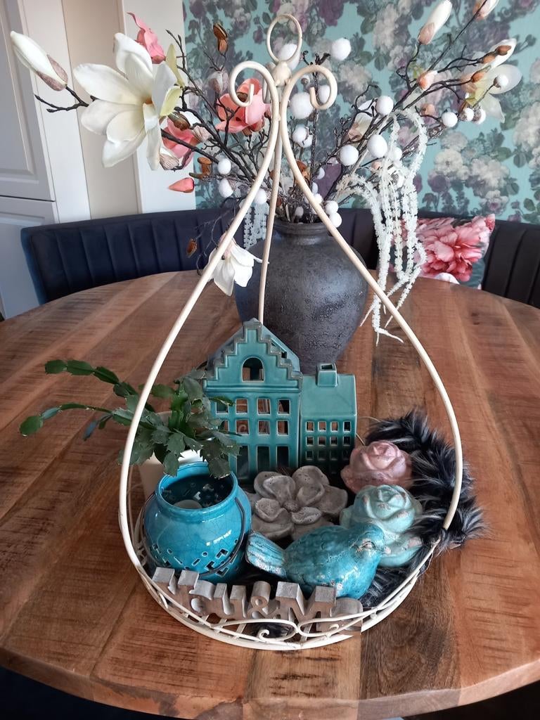 Decoratief dienblad met handvat, Ophalen, Zo goed als nieuw, Rond, Metaal