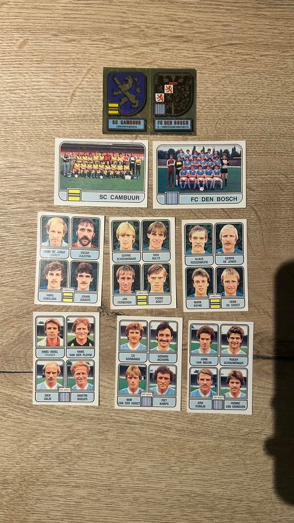 Panini Voetbal 82 plaatjes SC Cambuur & FC Den Bosch set, Verzenden, Zo goed als nieuw, Meerdere plaatjes
