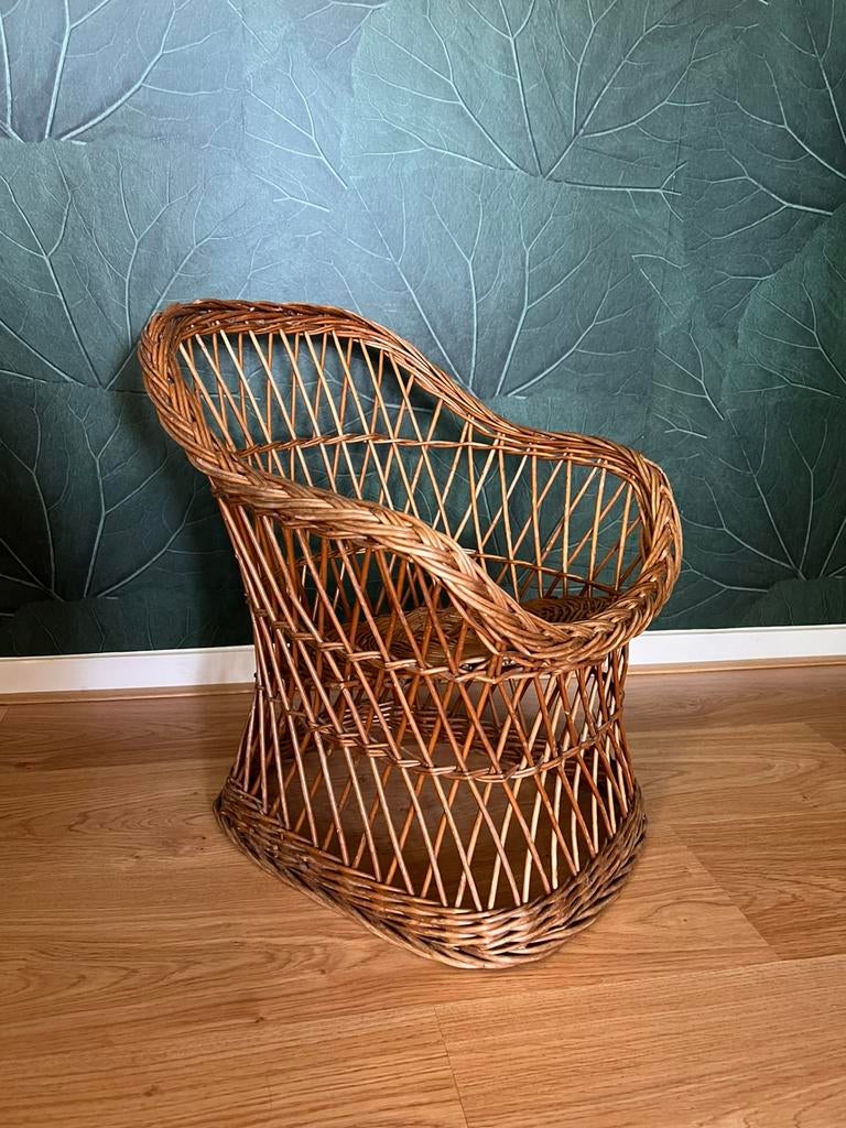 Rotan stoel kind - Rieten kinderstoel - Vintage - Naturel, Ophalen, Zo goed als nieuw, Stoel(en)