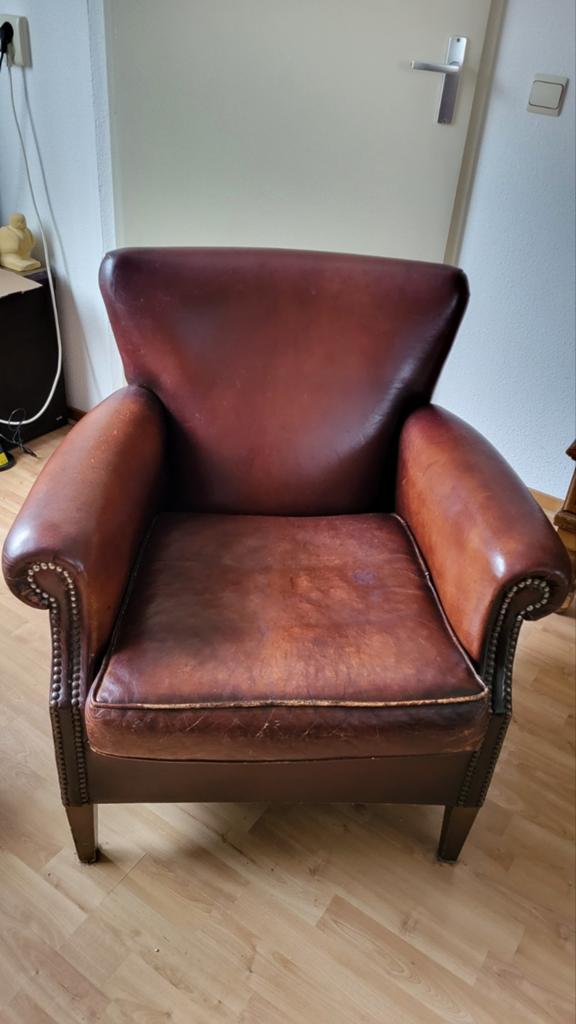 Vintage Schaapsleren Fauteuil - Comfortabel en Stijlvol, Huis en Inrichting, Fauteuils, Gebruikt, Ophalen of Verzenden, 75 tot 100 cm