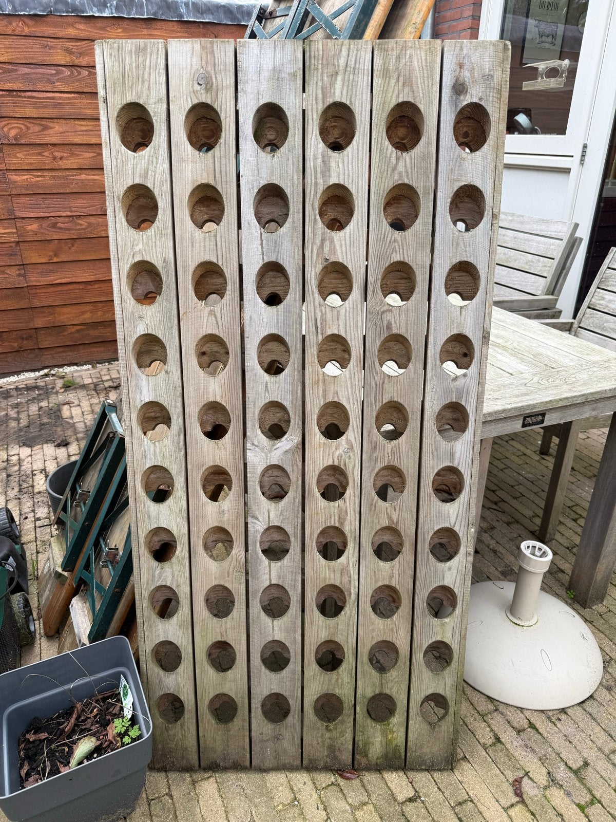 Houten wijnrek voor 50+ flessen, Ophalen, Gebruikt, 25 flessen of meer, 75 – 100