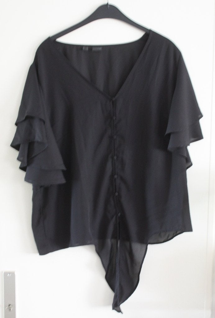 zwarte blouse met wijde mouwen maat 46, Kleding | Dames, Ophalen of Verzenden, Gedragen, Maat 46/48 (XL) of groter, Zwart