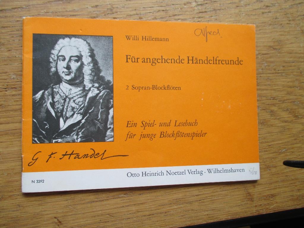 FÜR ANGEHENDE HÄNDELFREUNDE -WILLI HILLEMANNN-2  BLOKFLUITEN, Gebruikt, Klassiek, Ophalen of Verzenden, Blokfluit
