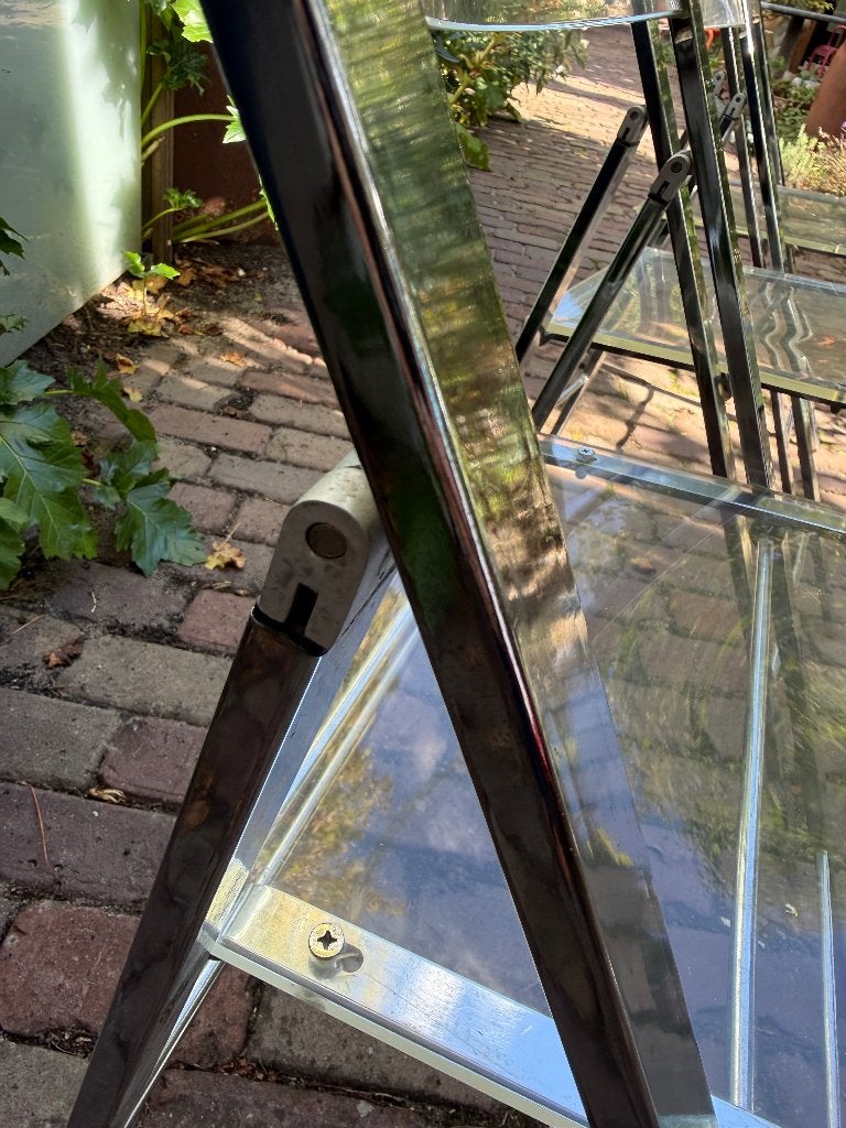 3 Plexiglas seventies chroom frame stoelen, Ophalen, Overige kleuren, Drie, Seventies Vintage Industrieel