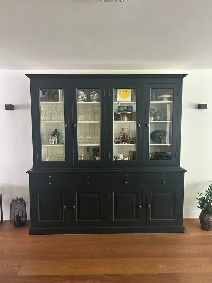 Antraciet buffetkast, 230x230 cm, met lades en planken, Huis en Inrichting, Kasten | Buffetkasten, Ophalen, Gebruikt, 200 cm of meer