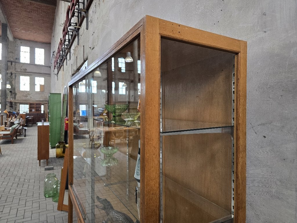 XL Duitse Museum Vitrine Kast | Grote Vitrinekast Jaren 60, 200 cm of meer, Ophalen of Verzenden, 25 tot 50 cm, Gebruikt