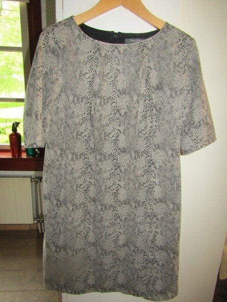 F1012 Rozes of Avalon mt XXL jurk imitatieleer beige animal, Verzenden, Beige, Maat 46/48 (XL) of groter, Zo goed als nieuw