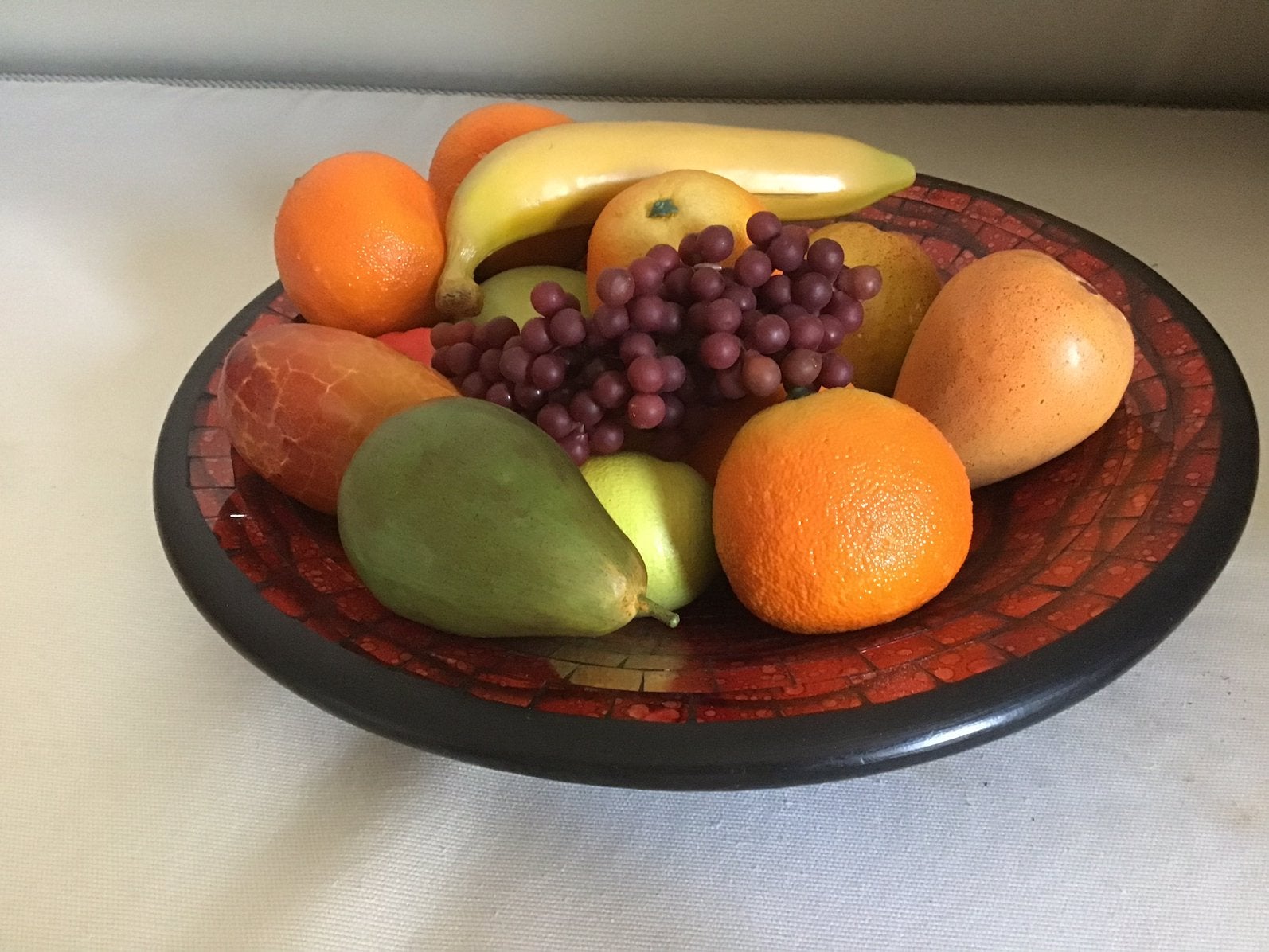 Mozaik schaal rood., Ophalen of Verzenden, Zo goed als nieuw, Rond, Glas