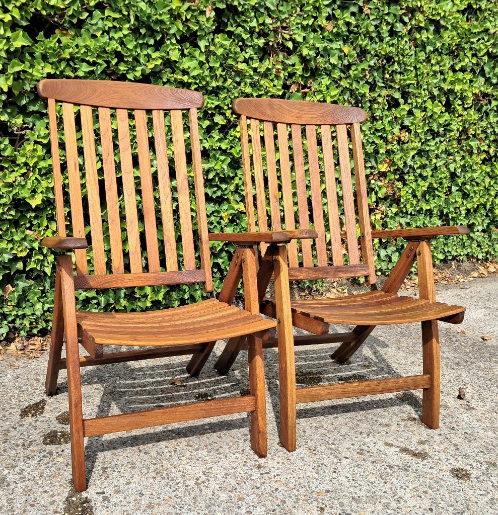 2 Teak & Garden Recliners, inklapbaar, Tuin en Terras, Ophalen, Gebruikt, Teakhout, Inklapbaar
