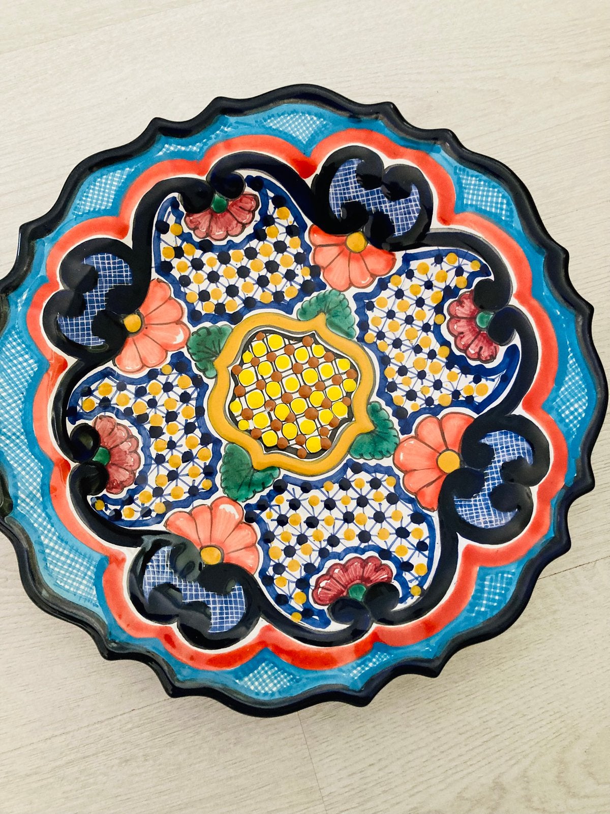 Prachtige Mexicaanse antieke wandbord groot talavera, Ophalen of Verzenden