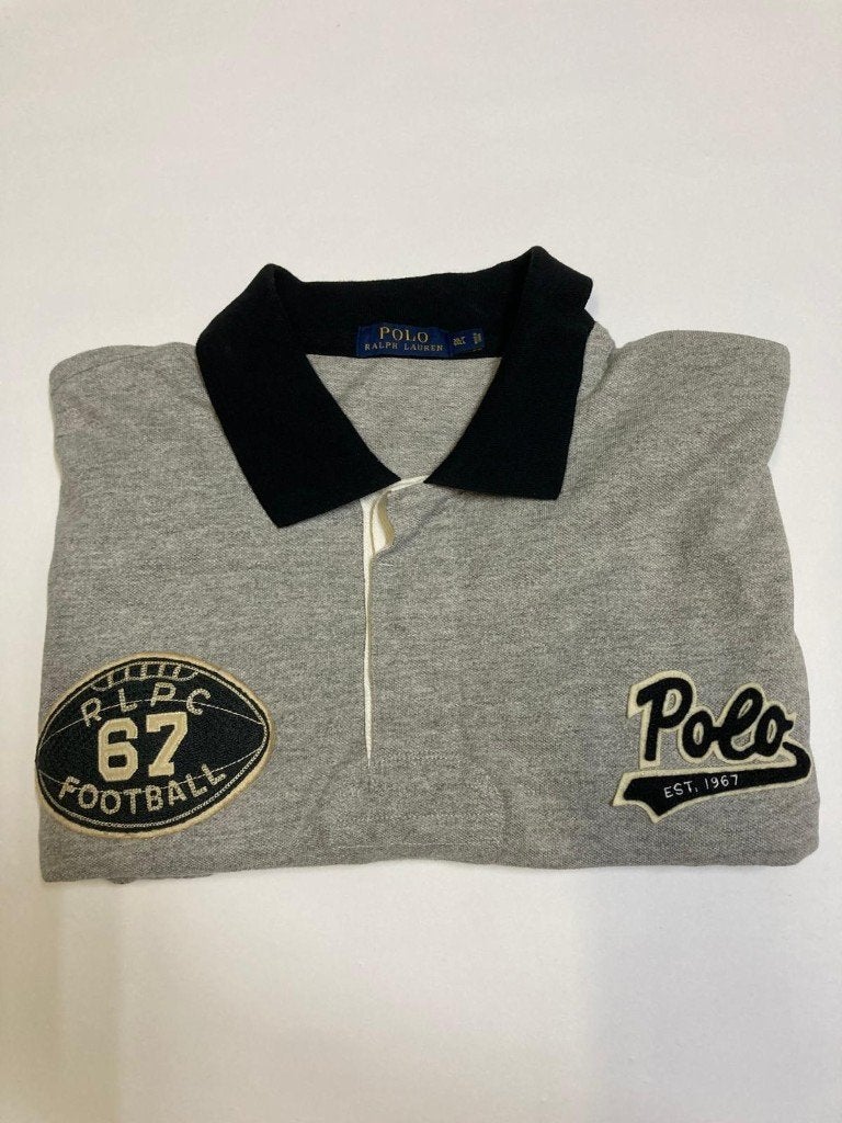 Y2K 2000s Ralph Lauren Polo – XL - Grey - Rugby, Ralph Lauren, Maat 56/58 (XL), Ophalen of Verzenden, Zo goed als nieuw