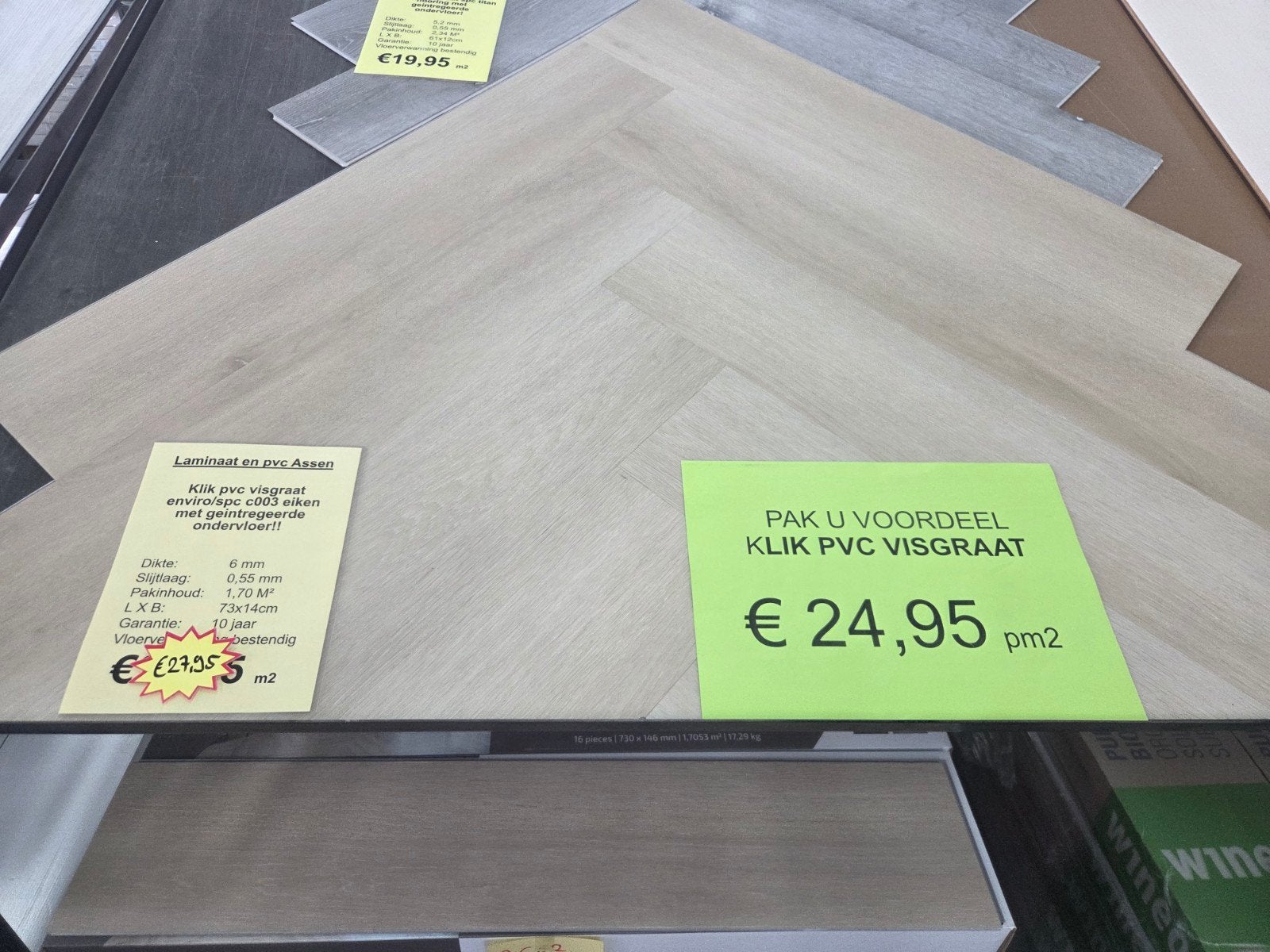 restpartij visgraat click pvc enviro c003 met ondervloer, Ophalen, Nieuw, 25 tot 50 m², Vinyl