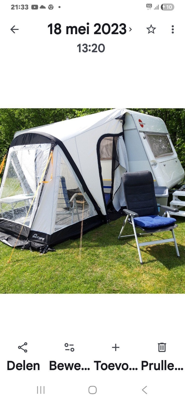 Een zeer gemakkelijk opblaasbare voortentje ., Caravans en Kamperen, Ophalen, Zo goed als nieuw