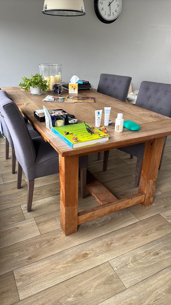 Tafel 200x100 - hoogte 78 cm met 4 stoelen., Huis en Inrichting, Tafels | Eettafels, Ophalen, Teakhout, 200 cm of meer, 50 tot 100 cm