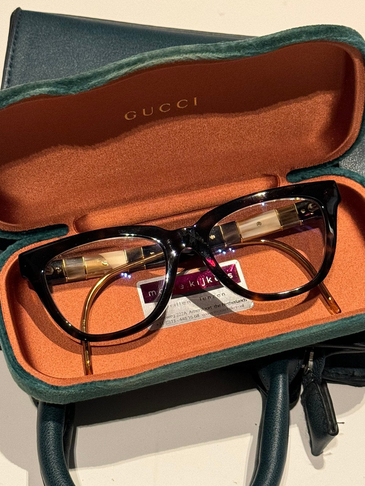 Originele Gucci Bril (-1.5) met Blauwlichtfilter Glazen, Sieraden, Tassen en Uiterlijk, Overige merken, Bruin, Ophalen of Verzenden