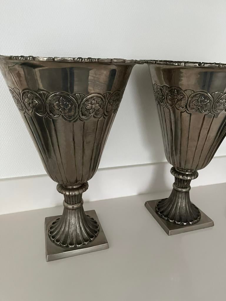 2 schitterende verzilverde vazen, Ophalen of Verzenden