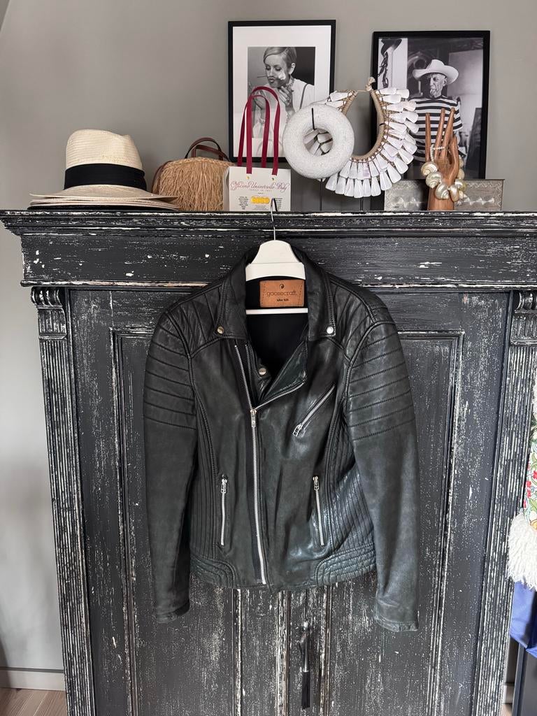 Goosecraft Leren Bikerjack Heren - Maat M, Ophalen of Verzenden, Gedragen, Maat 48/50 (M), Zwart