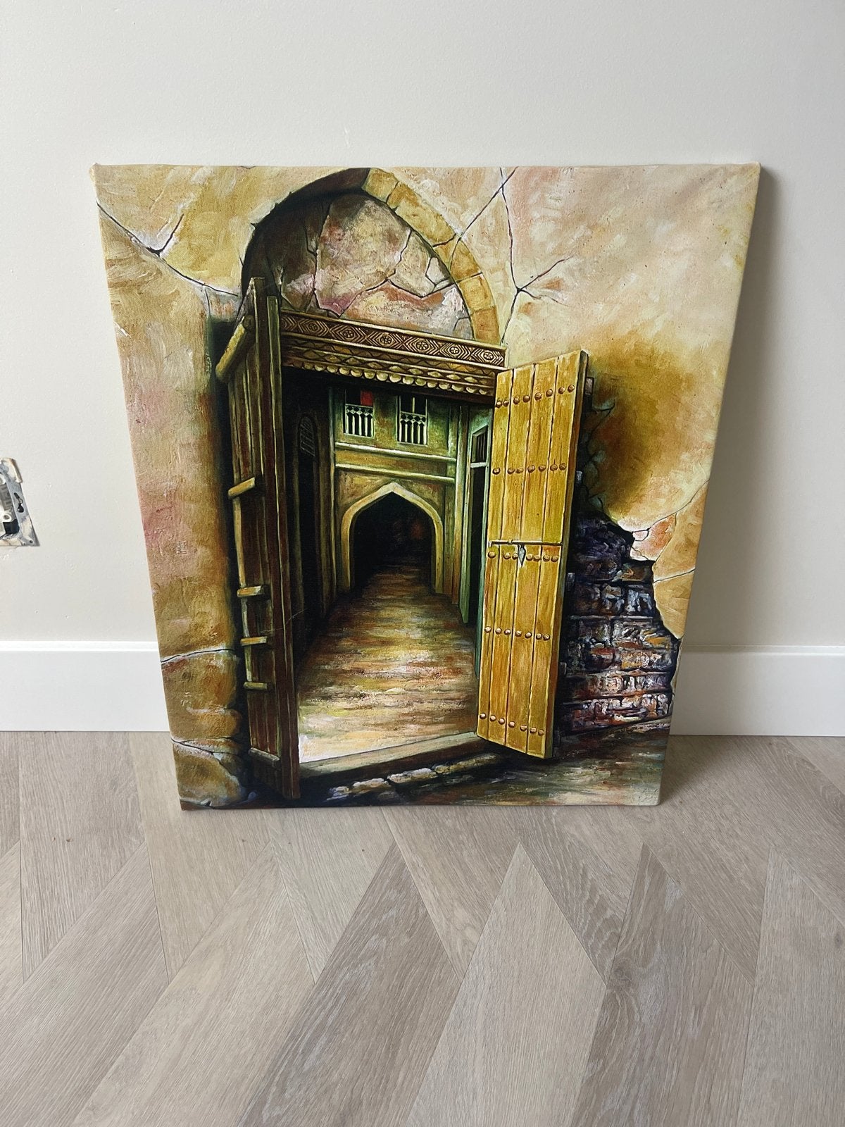 Schilderij Oosterse Poort - Handgeschilderd, Ophalen, Doek, Realistisch, Handgeschilderd