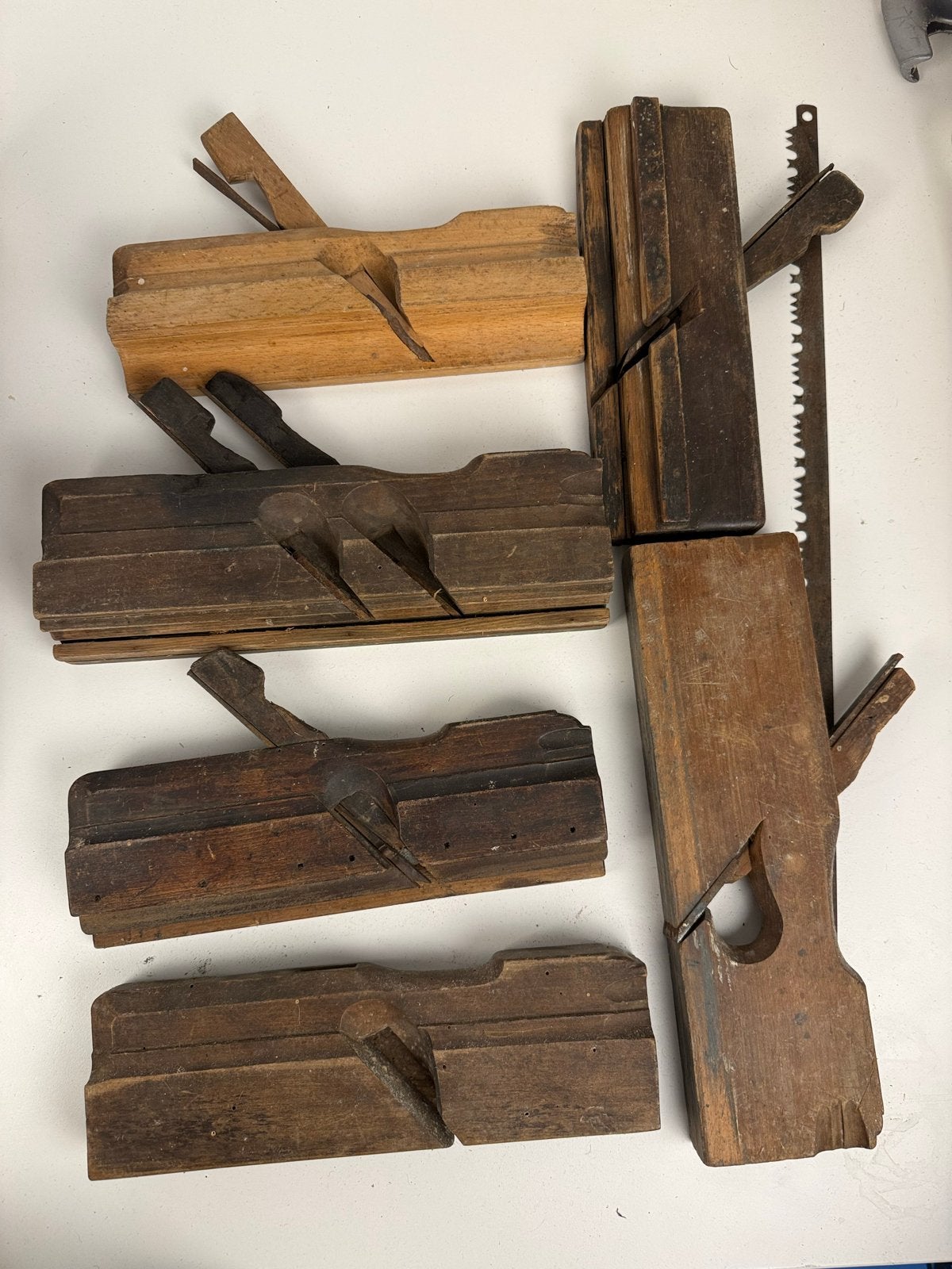 Oude houten schaven en zaag - Vintage gereedschap, Ophalen of Verzenden