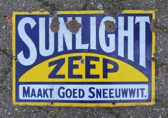 Emaille reclamebord Sunlight zeep, Ophalen of Verzenden