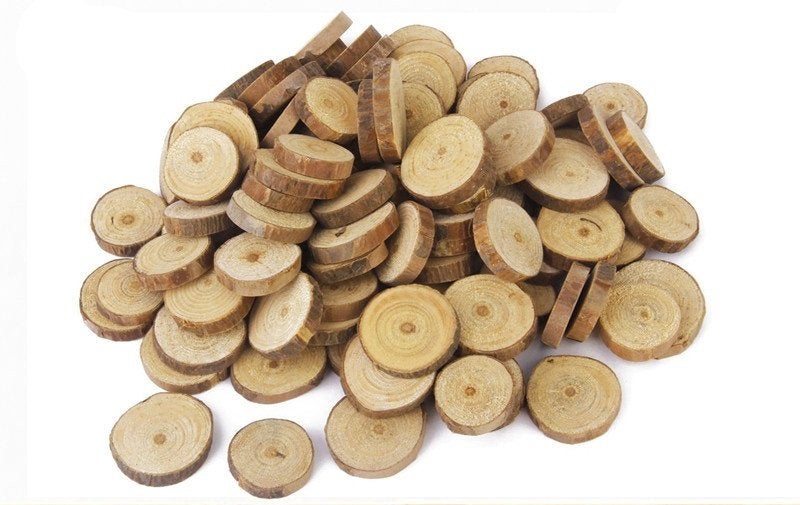 100 Schijfjes Hout / Hout Stam Houten Boom Plakjes Decoratie, Verzenden, Nieuw, Knutselmateriaal