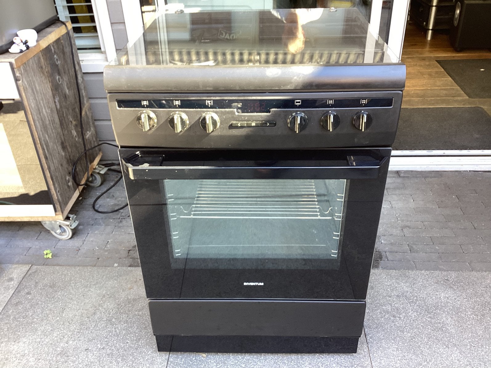 Inventum Gasfornuis VFG6034WGZWA br 60 cm Hetelucht Oven, Ophalen, 4 kookzones, Zo goed als nieuw, Gas
