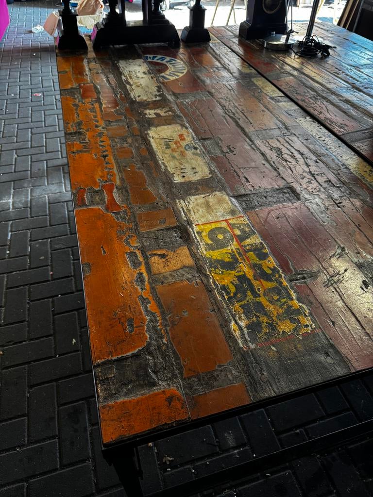 Robuuste Industriële Opklapbare Eettafel - Eyecatcher, Ophalen, Gebruikt, 100 tot 150 cm, 200 cm of meer
