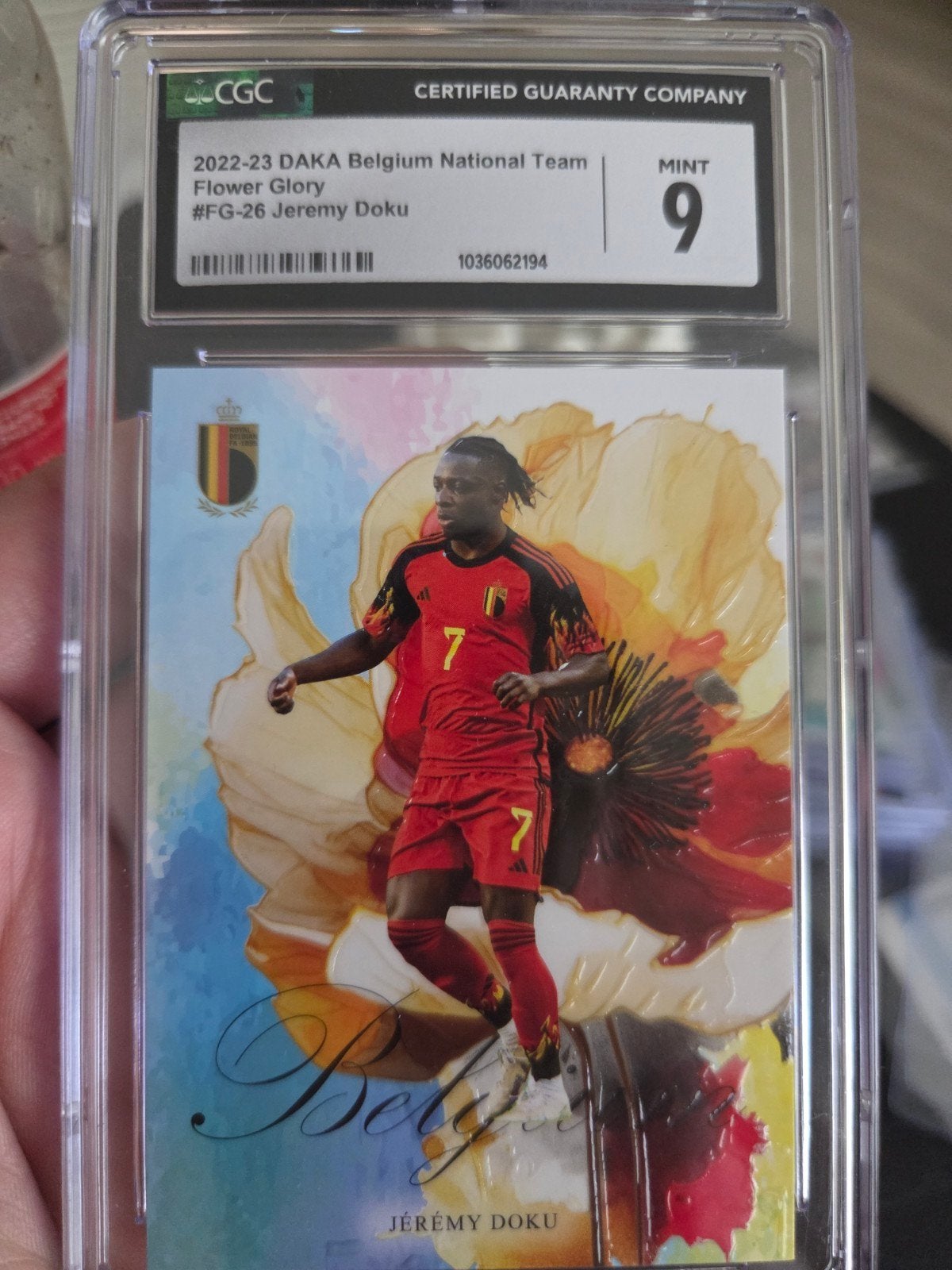 Jeremy Doku Flower Glory 07/25 CGC Mint 9 Voetbalkaart, Verzamelen, Ophalen of Verzenden