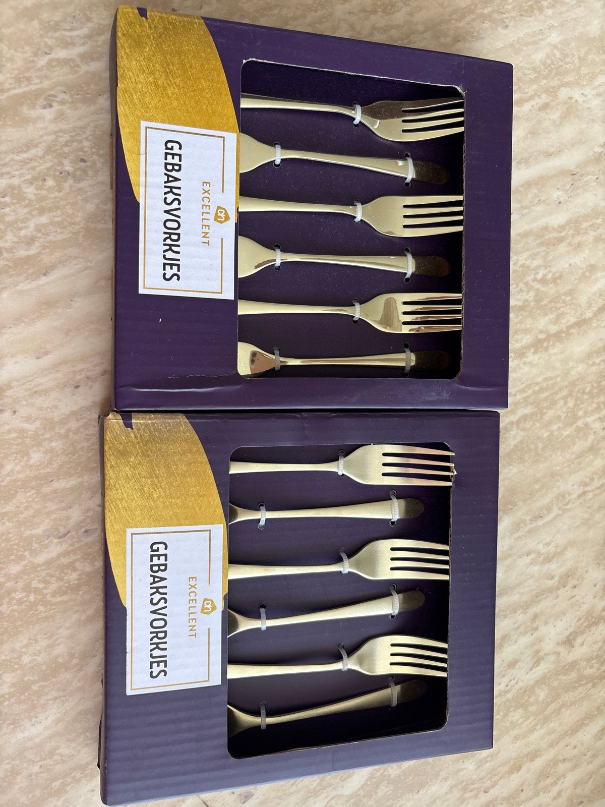 Gouden gebaksvorkjes set - 2x 6 stuks, Ophalen