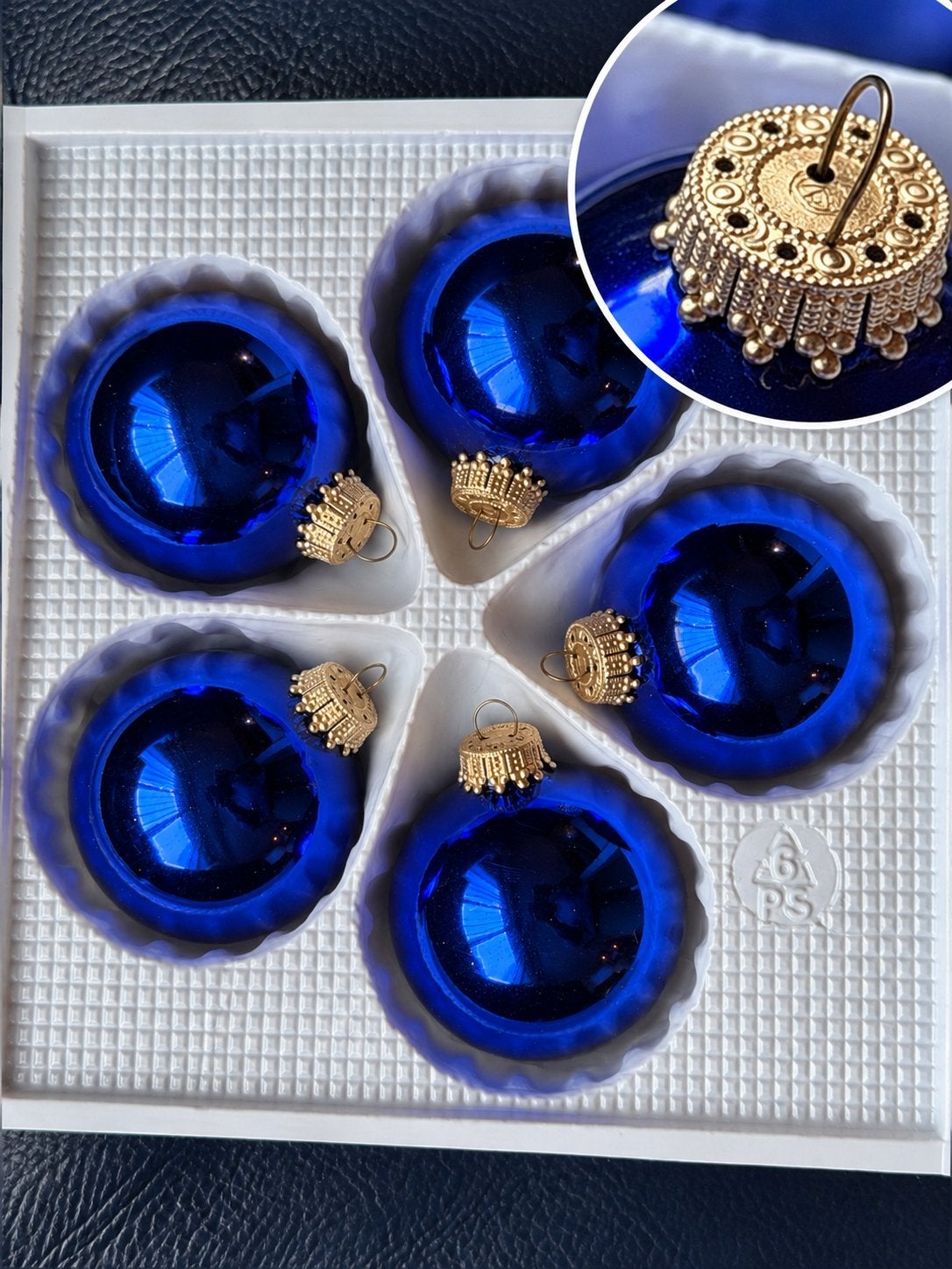 Vintage kerstballen Krebs & Sohn – jaren 80/90 – kobaltblauw, Diversen, Ophalen of Verzenden, Zo goed als nieuw