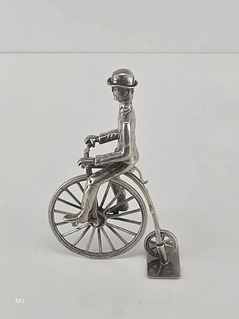 Zilveren miniatuur Hoge bi/Velocycle                    Z110, Ophalen of Verzenden, Zilver