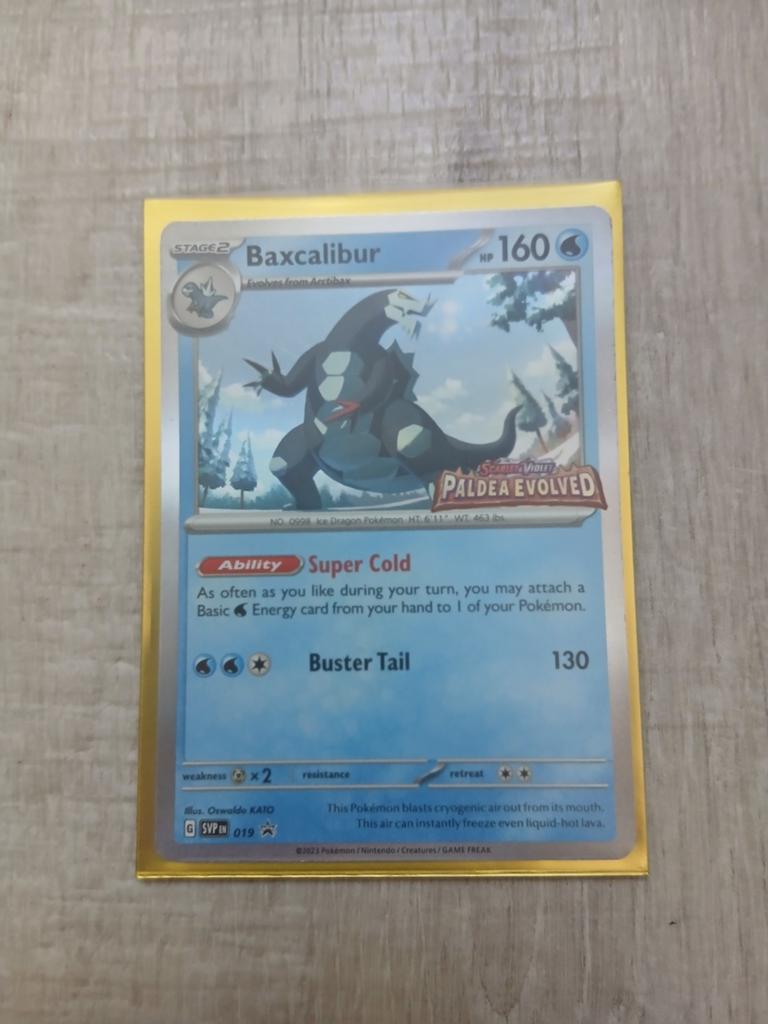 Pokémon Baxcalibur 019 Paldea Evolved stamped holo, Ophalen, Zo goed als nieuw, Losse kaart, Foil