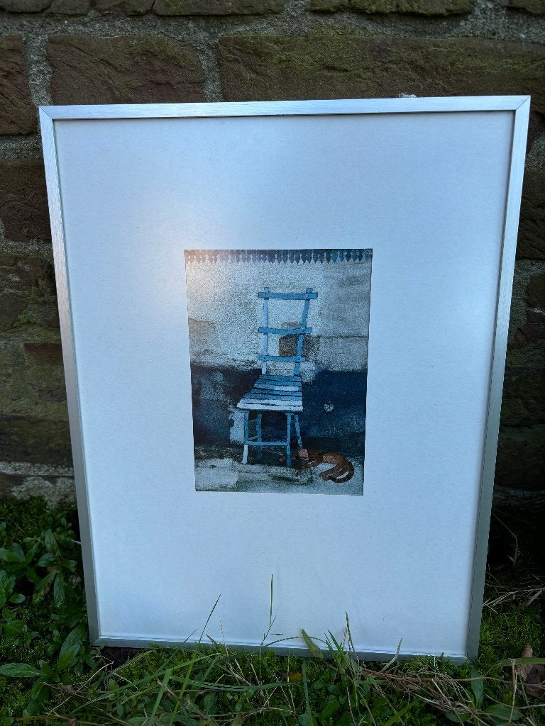 Schilderijen in lijst, Ophalen of Verzenden, Gebruikt, Wit, Met glas