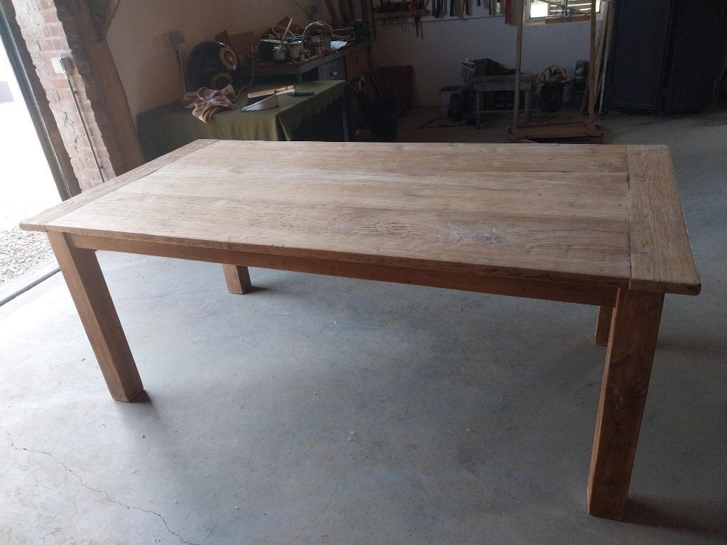 Showroommodel teak eettafel 200 cm, Huis en Inrichting, Tafels | Eettafels, Ophalen, Teakhout, 200 cm of meer, 50 tot 100 cm
