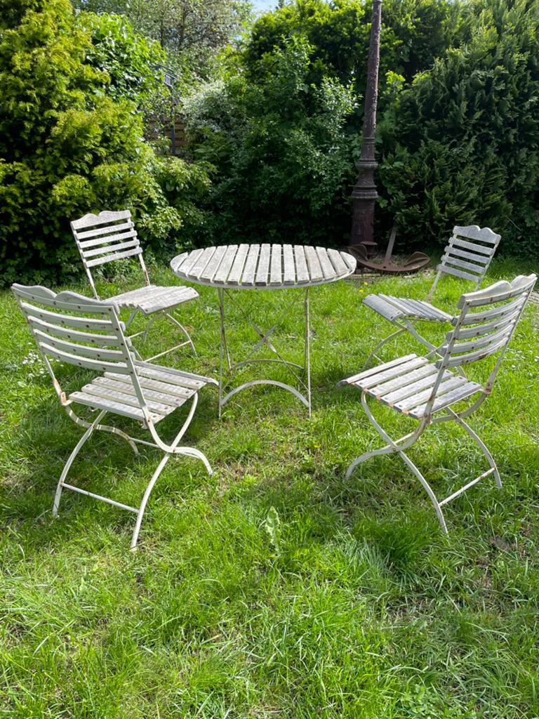 Tuinset hout bistro, Tuin en Terras, Tuinsets en Loungesets, Ophalen, Gebruikt, Overige materialen, 4 zitplaatsen