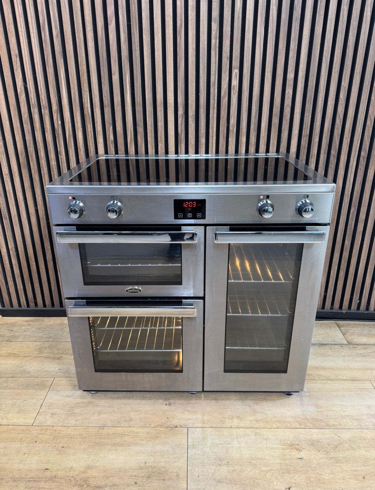 Luxe Rvs Belling INDUCTIE Fornuis 90 cm (Gratis bezorgen), 5258sh, Witgoed exclusief, Ophalen of Verzenden, Zo goed als nieuw