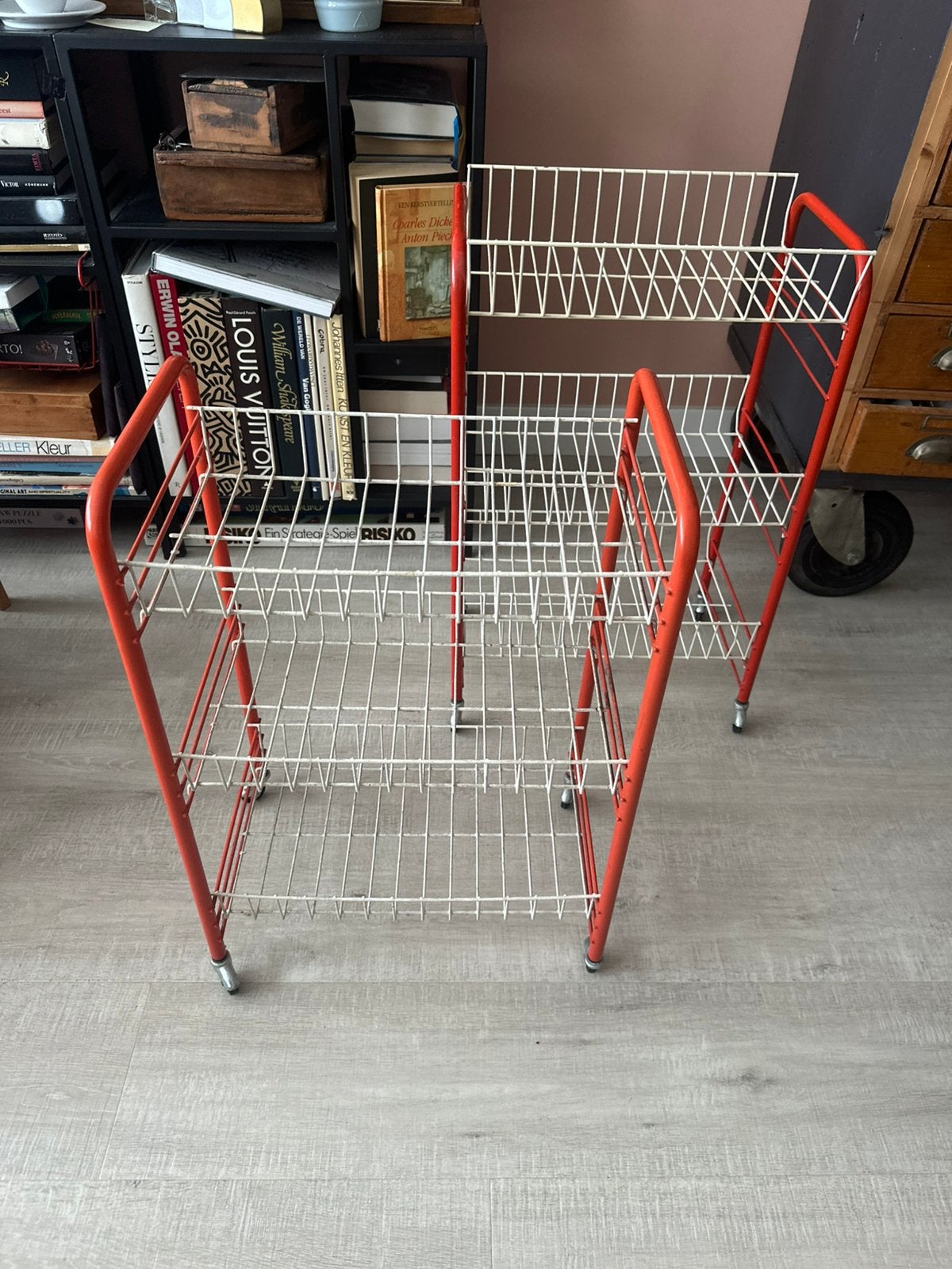 Tomado trolley oranje / wit rekjes mandje vintage set van 2, Ophalen of Verzenden, Zo goed als nieuw