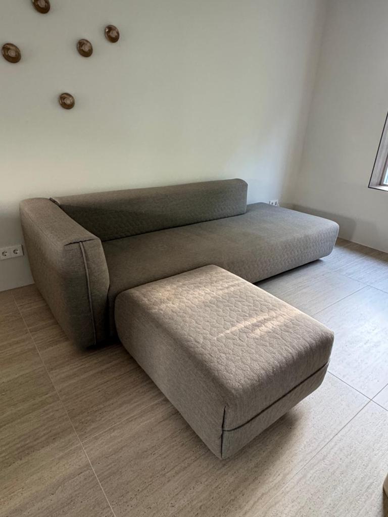 Bank met losse hocker, Huis en Inrichting, Banken | Sofa's en Chaises Longues, Ophalen, Gebruikt, Driepersoons, 75 tot 100 cm
