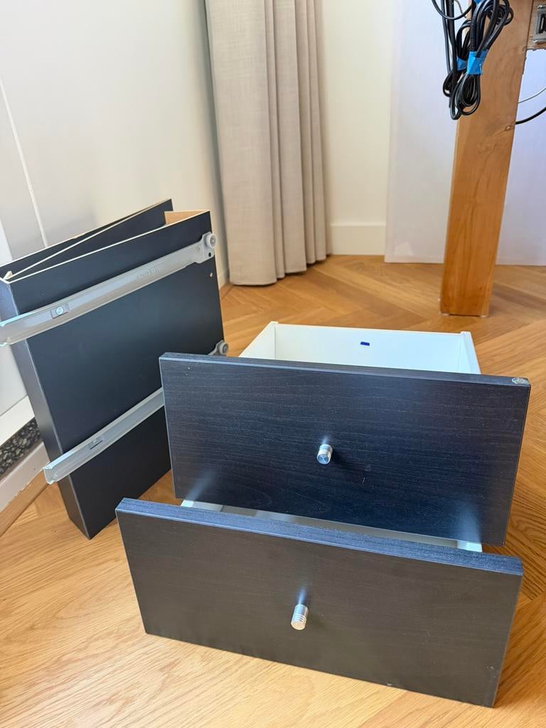 IKEA KALLAX inzet met 2 lades zwart, als nieuw, Ophalen, Zo goed als nieuw