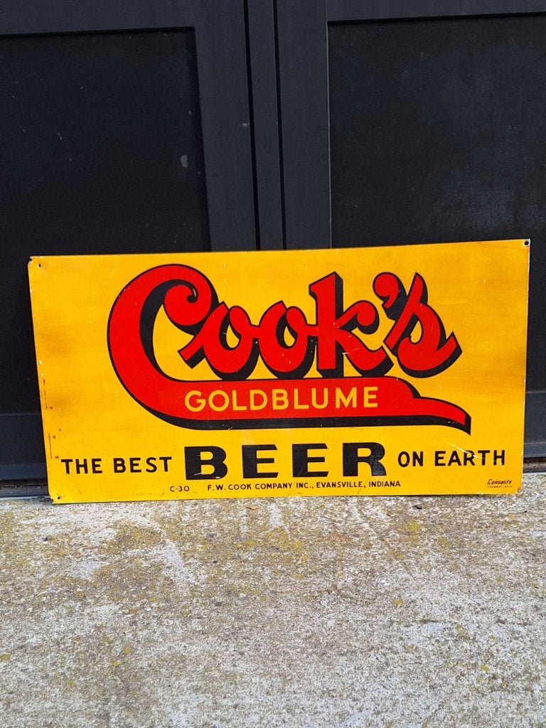 USA tinplate, tin sign, reclamebord Cook's Beer🍺, Verzamelen, Reclamebord, Gebruikt, ., Ophalen of Verzenden
