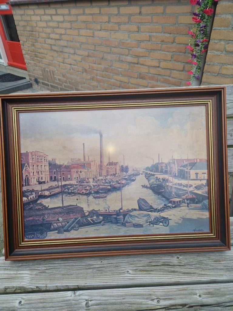 Binnen stad almelo  oude haven van vroeger, Antiek en Kunst, Ophalen of Verzenden