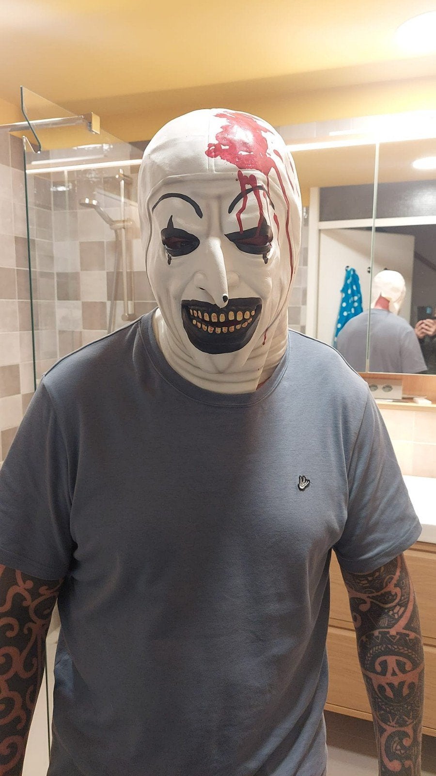 Terrifier Art the Clown Masker – Horror / Halloween (Latex), Ophalen of Verzenden, Zo goed als nieuw, Overige maten, Halloween